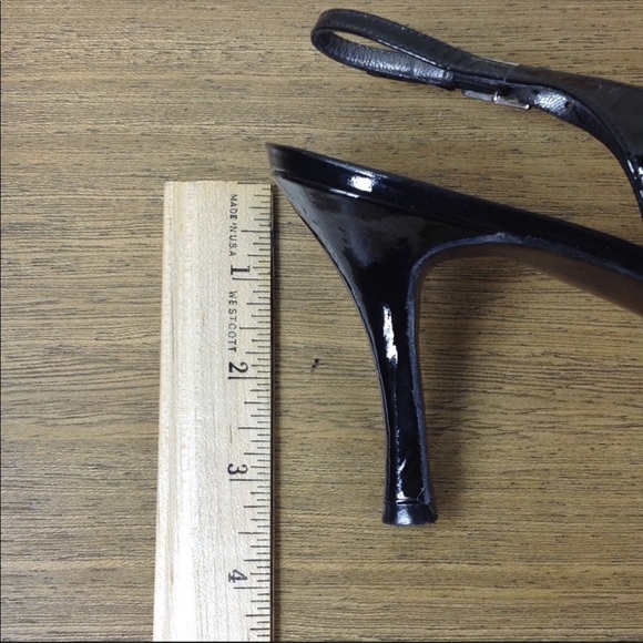 Stuart Weitzman Black Patent Leather Sling Backs - Picture 6 of 8